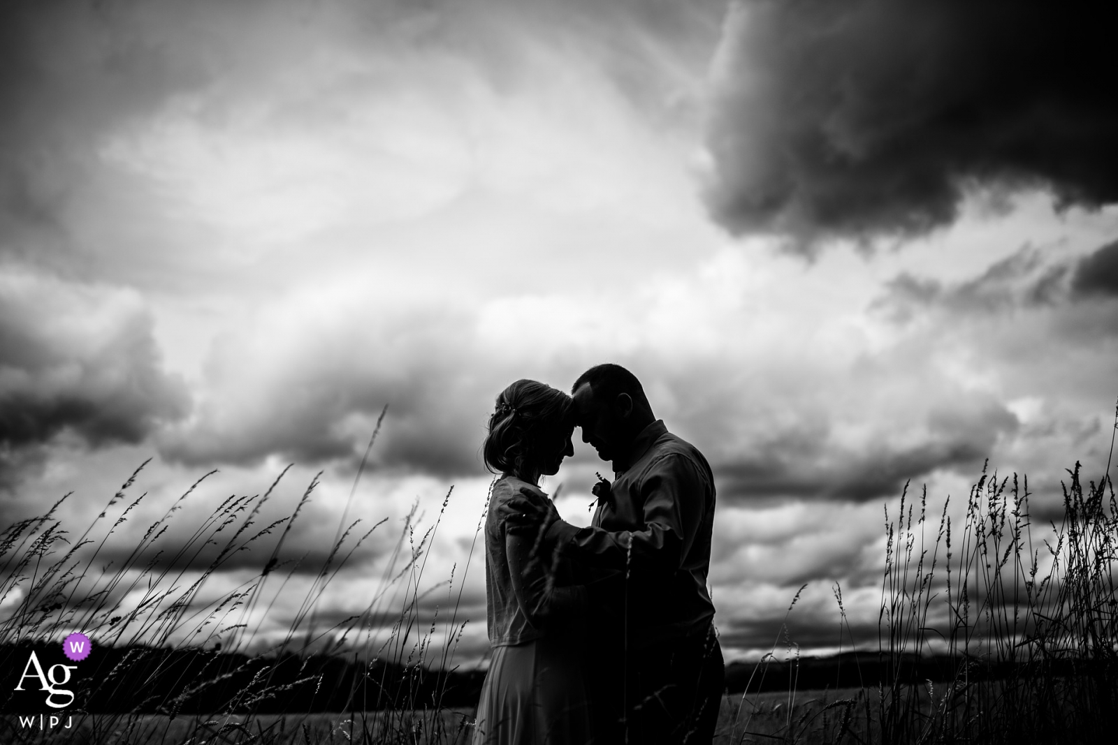 A Czech Republic wedding photo show a couple in a deep embrace in the middle of nature