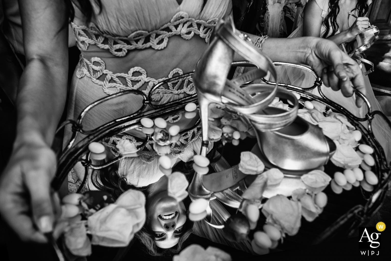 Captivating Reflections: Nea Ionia Attica Bride's Detail in Black and White