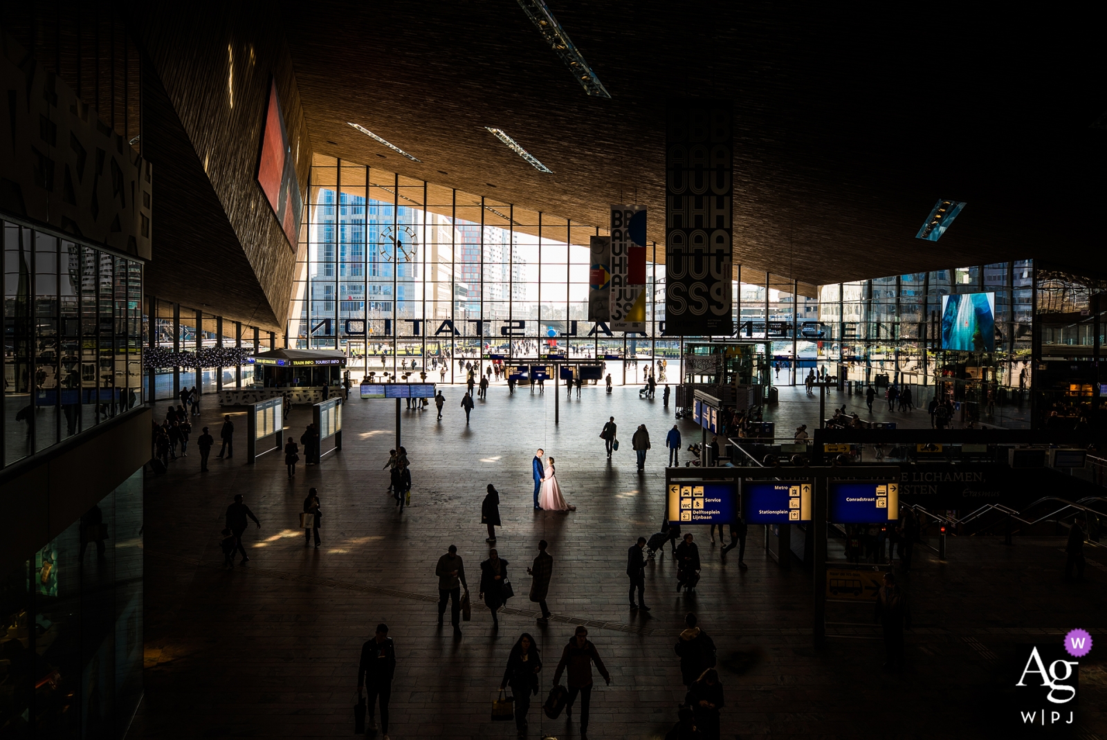 Photo by: <a href="https://www.wpja.com/photos/artistic-wedding-photographers/2439751">Marlies Dekker - Rotterdam Zuid Holland Rotterdam Netherlands central station bride and groom portrait | wedding day love