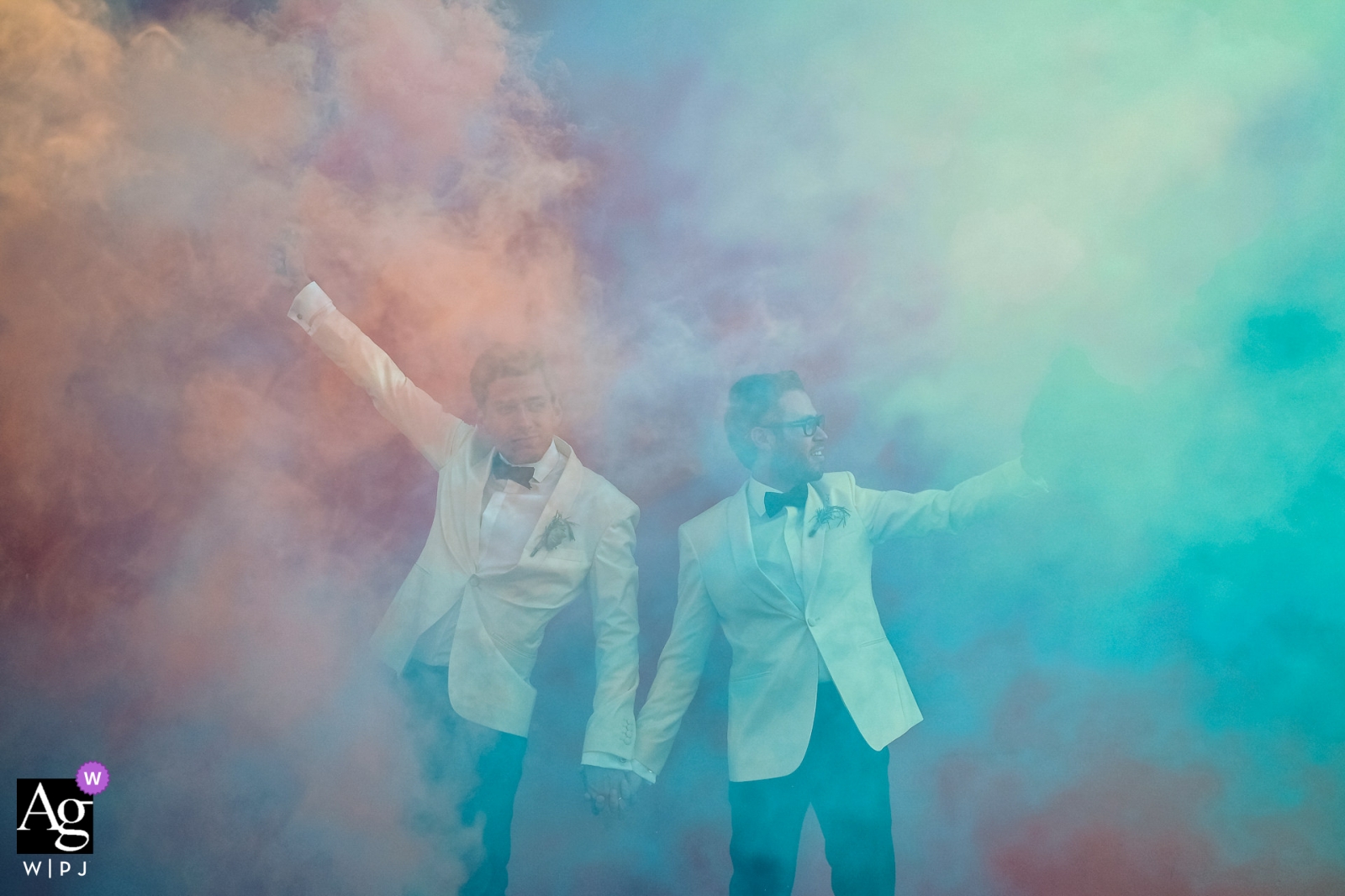 The newlyweds were celebrating their special day by holding hands and standing amidst a cloud of smoke, took place in Oaxaca City, Oaxaca, Mexico