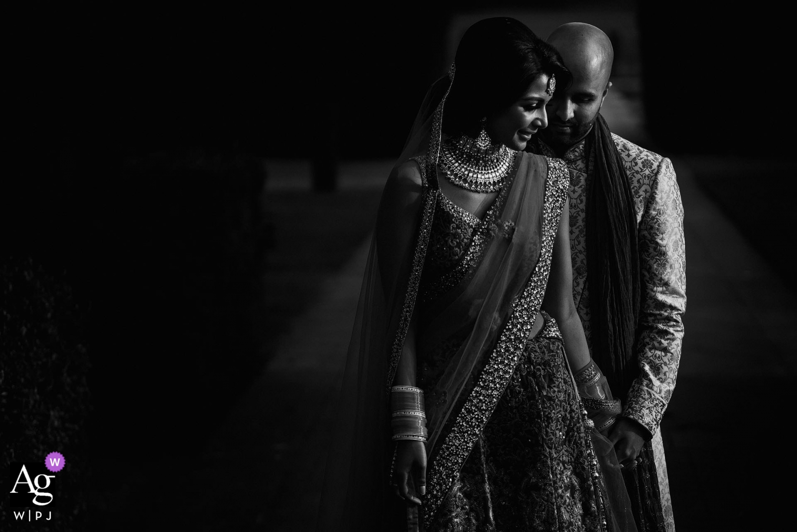 A wedding portrait of the bride and groom taken at The Grove, Watford, was captured to commemorate their special day