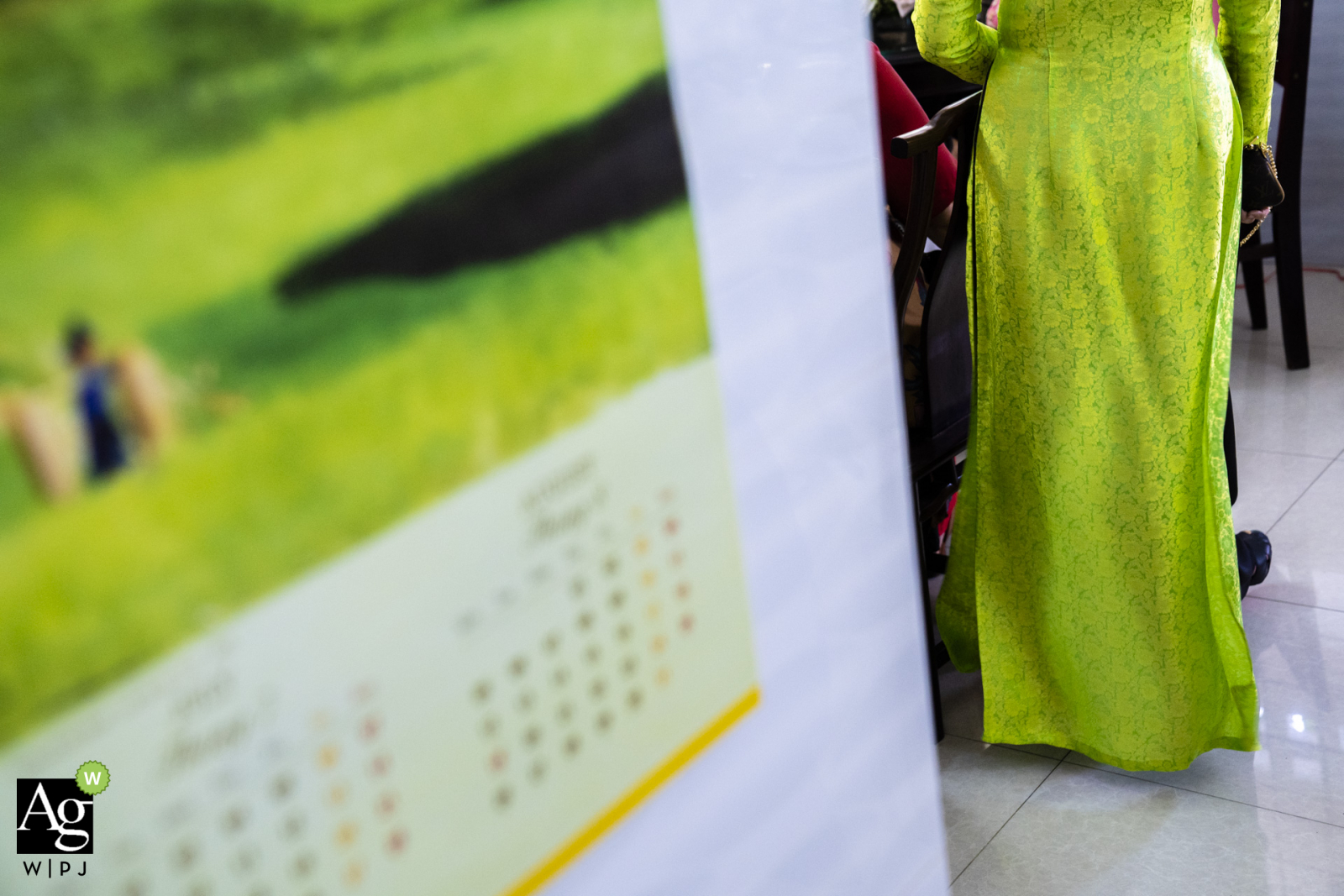 Ho Chi Minh wedding dress photo | Green Ao Dai in Vietnam