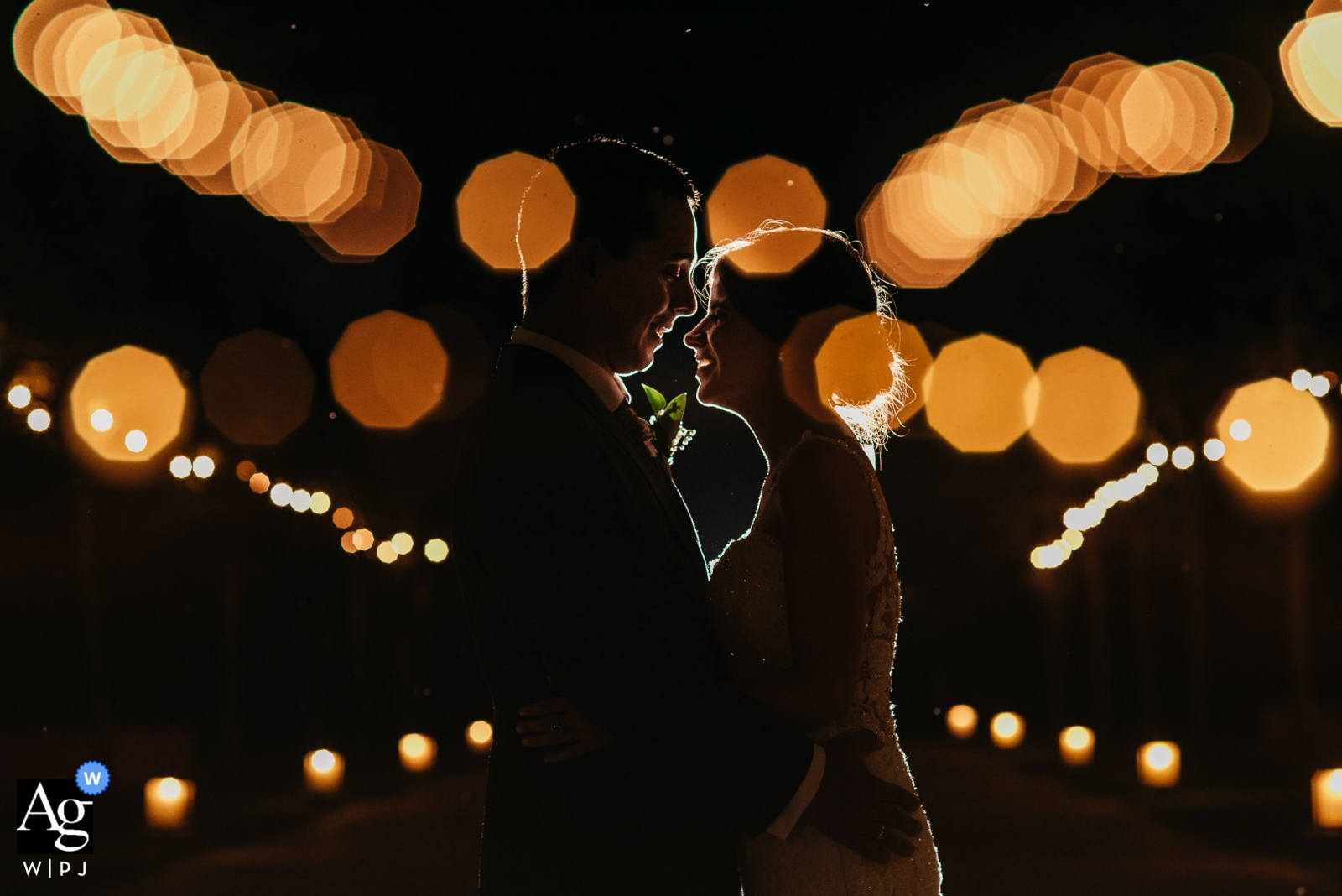 Foto von: <a href="https://www.wpja.com/photos/artistic-wedding-photographers/2558228"> Sergio Cueto - Alcala de Henares Madrid Hacienda Zorita Braut- und Bräutigamnachtaufnahme - Hochzeits-Porträt-Fotograf