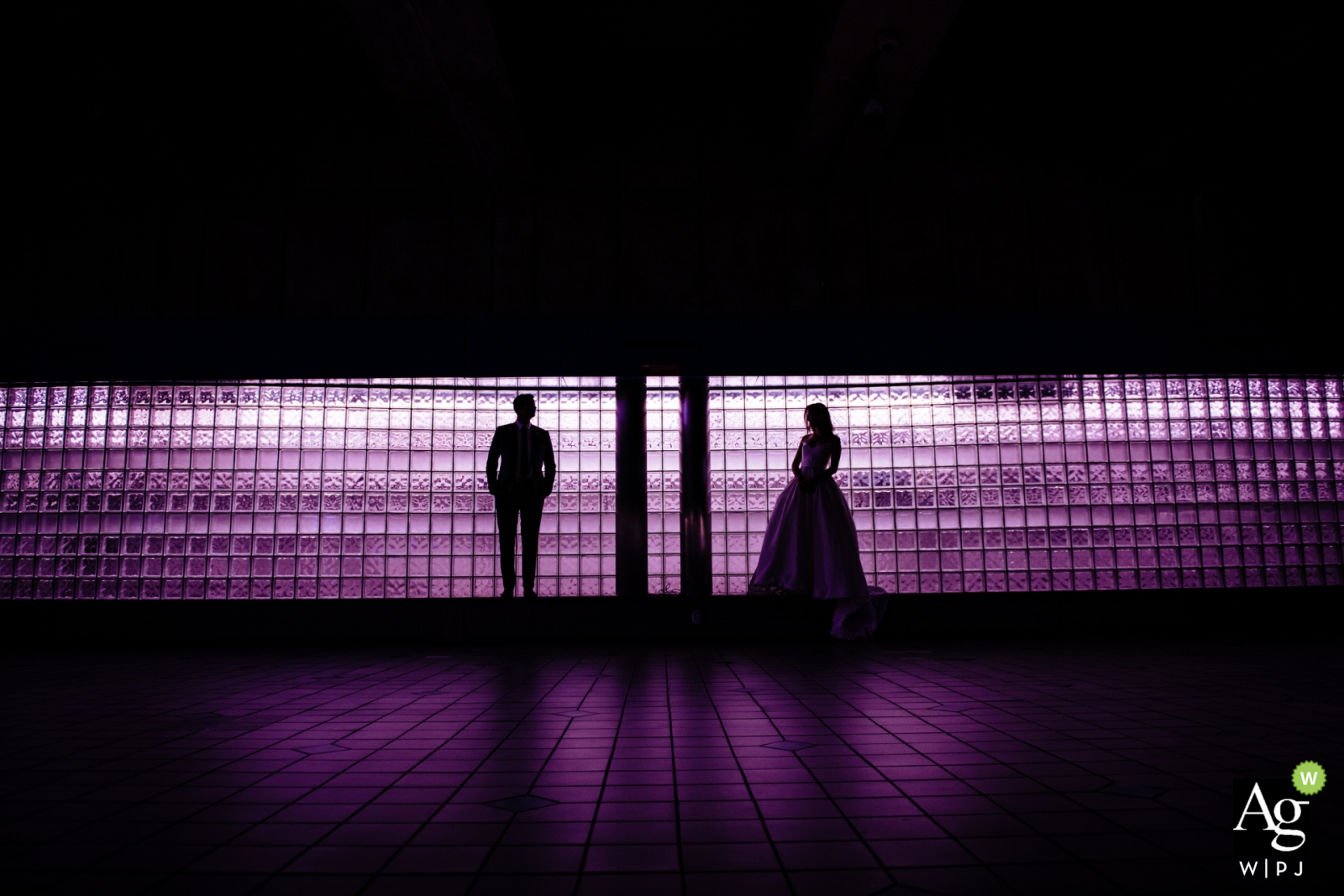 Baltimore Metro Station wedding photographer: This image was taken in the Baltimore Metro Station with a lighted gel 