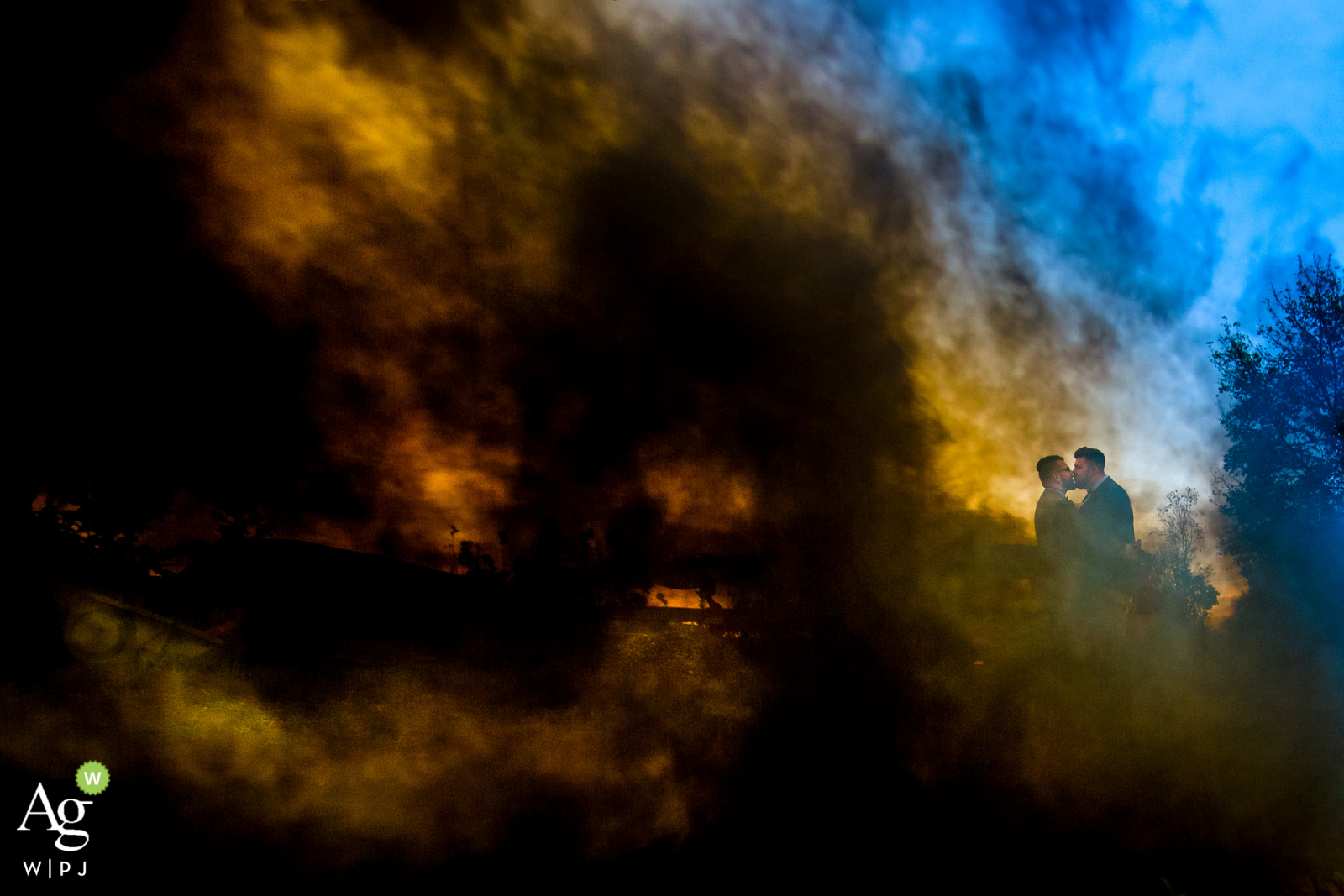 Niedernberg Colorful Wedding Day Portrait with colorful smoke bombs Niedernberg Colorful Wedding Day Portrait