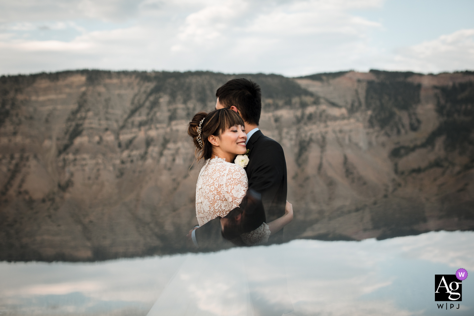 Yellowstone artistic wedding portrait of the bride and groom on wedding day Yellowstone artistic wedding portrait of the bride and groom on wedding day