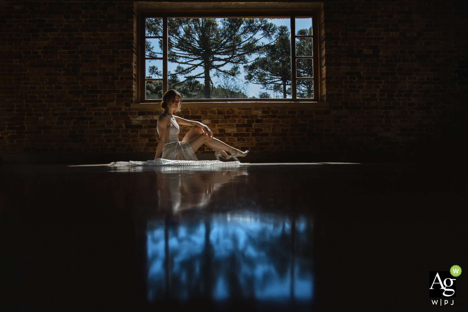 Photo by: <a href="https://www.wpja.com/photos/artistic-wedding-photographers/2597139">Renan Radici - Porto Alegre Rio Grande do Sul Casa Wilfrido artistic wedding portrait of the Bride sitting in front of the window