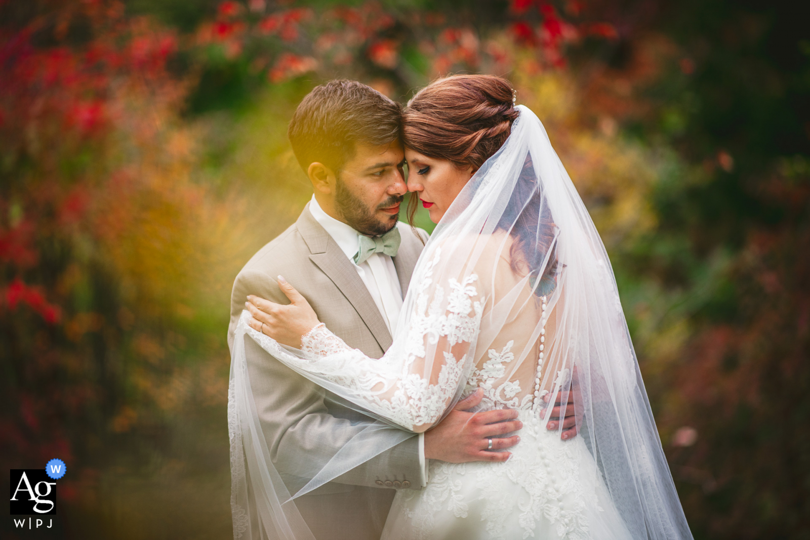 Seeheim Jugenheim artistic wedding photo with bright Autumn Colors