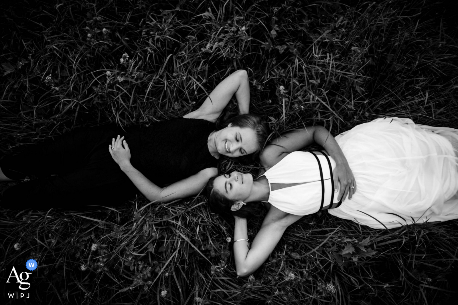 Maryland Backyard Wedding portrait - Lying in the grass