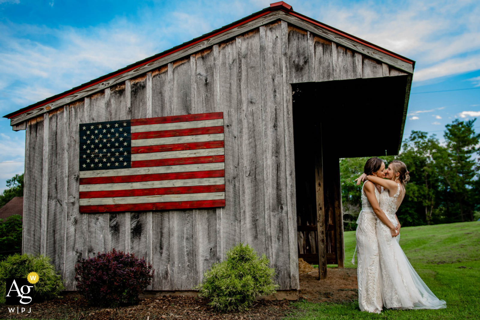 Foto artística de um casamento no quintal da Virgínia