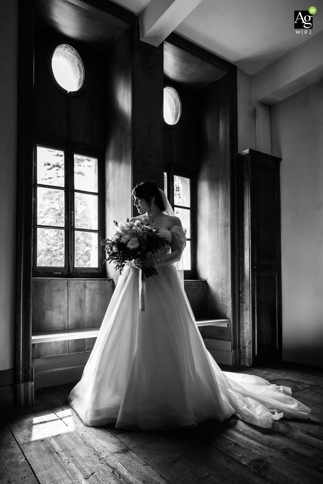 A bride's portrait at Domaine Saint de Chépy in Isère, France.