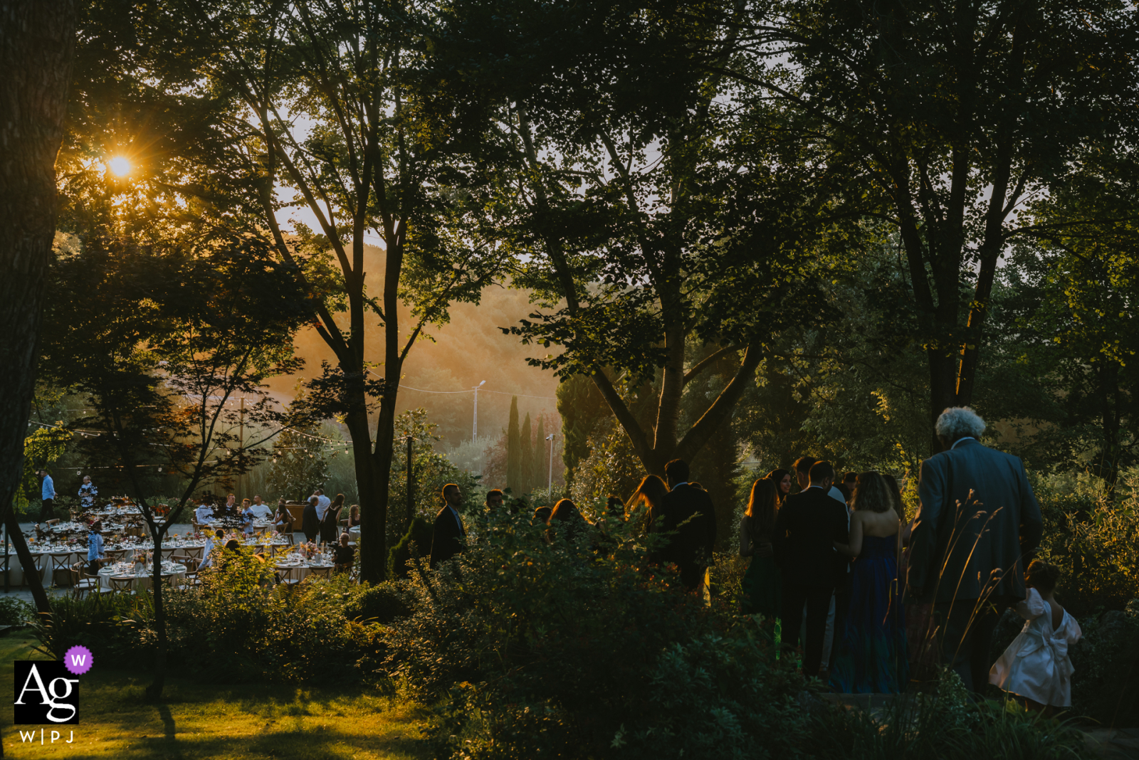 Artistic Photograph Creates Moody Scene Setter Highlighting Wedding Location and Couple An artistic photograph creates a moody scene-setter at Casa Lavanda, highlighting the wedding's location with a subtle view of a couple walking toward the event.