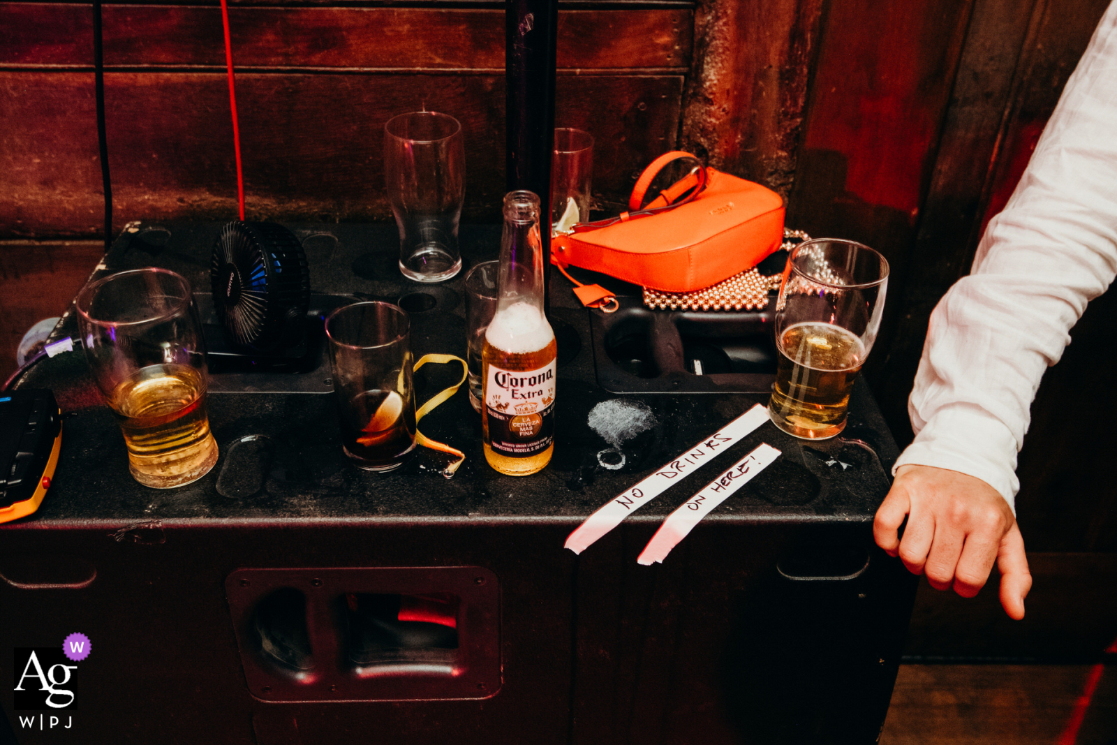   At Pennard House in Somerset, drinks are placed on a “no drink” area, adding a subtle, humorous detail to the festivities.