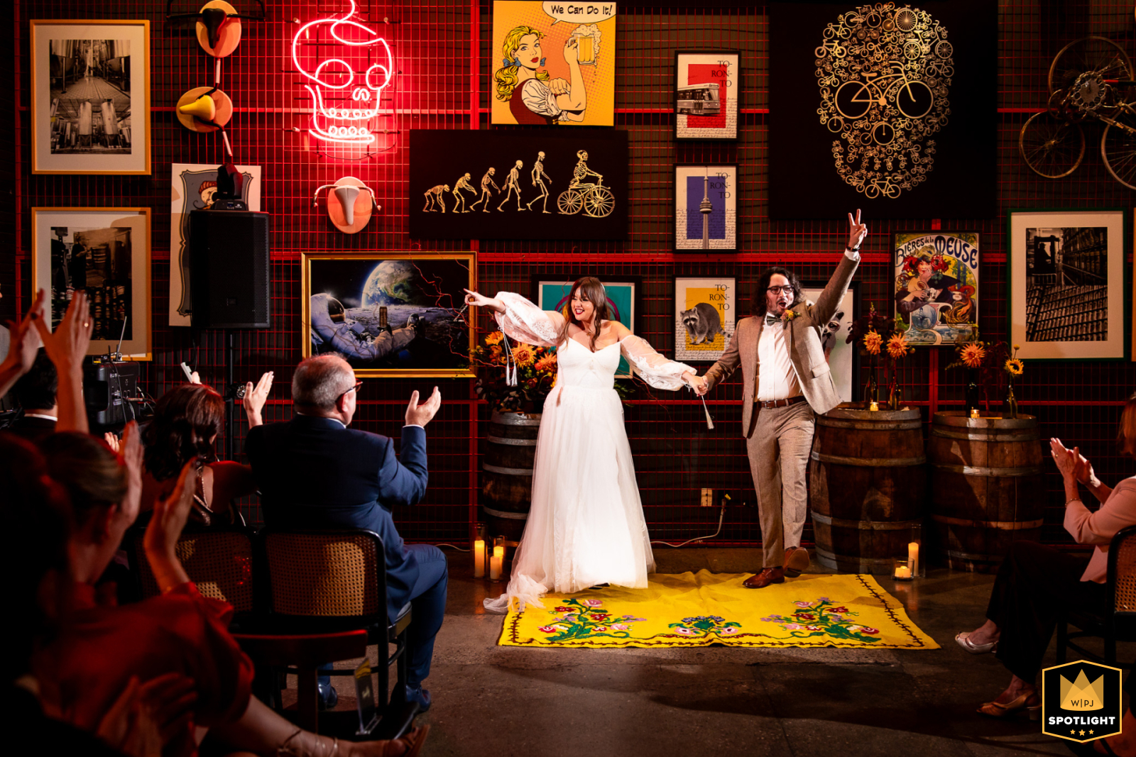 In Toronto, Ontario, the couple exits the ceremony, exuding hip and cool vibes.