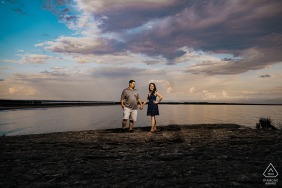 Surfer's End, Middletown, Rhode Island Sunset engagement shoot on cliff 