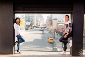 The High Line Park couple e-session overlooking New York City