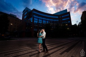 On location Jefferson University, Philadelphia couple portrait shoot with Two med school lovers who visited their alma mater for their engagement session