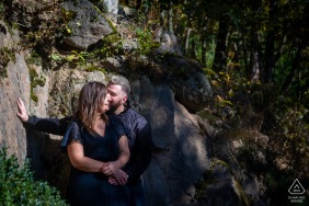 Alsace pre-wedding engagement session capturing the nature of a couple at the Wintzenheim Forest