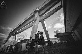 The couple celebrates their love during an intimate engagement session in Ceparana, Italy, capturing their affection and bond amidst the scenic beauty of the Liguria region during a peaceful afternoon.