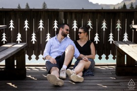This couple enjoys a beautiful and romantic engagement session in Châtel, Haute-Savoie, France.