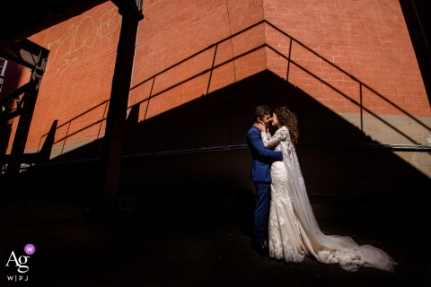 chicago downtown	artistic wedding bride and groom portraits