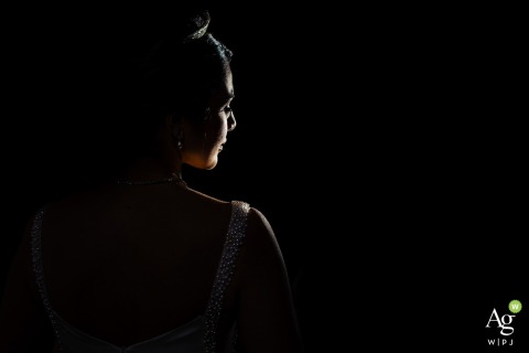 Soft, directional light from a nearby window illuminates the bride's face at the Swann House in Washington DC, creating a delicate and ethereal portrait during her morning preparations.
