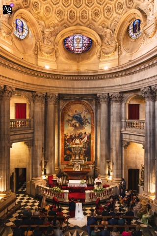 The majestic interior of the Iglesia del Sagrario at the Catedral de Jaén in Jaén, Spain, serves as a grand and artful scene setter, emphasizing the historical gravity of the upcoming wedding ceremony.