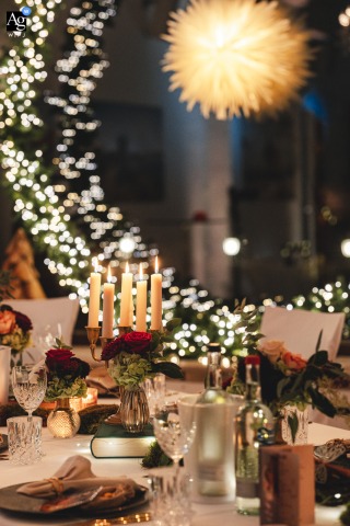 At Ölper Waldhaus In Braunschweig, Lower Saxony, Harry Potter Inspired Decorations Add Personality To A Cozy Winter Wedding Setting At Ölper Waldhaus in Braunschweig, Lower Saxony, whimsical decorations inspired by Harry Potter add enchantment and personality to this cozy winter wedding setting.