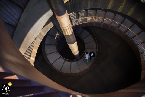 The Couple Walks Downstairs At Tenuta Antinori In Florence, Timeless Tuscan Elegance Framing Their Wedding Journey At Tenuta Antinori in Florence, Italy, the couple walk down stairs, timeless elegance of Tuscany.