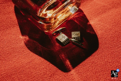 Elegant Cufflinks Rest At Point Hotel Istanbul, Their Design And Shine Highlighting Wedding Day Attention To Detail A close-up showcases elegant cufflinks at Point Hotel Istanbul, their design and shine providing a refined detail shot from the wedding day.