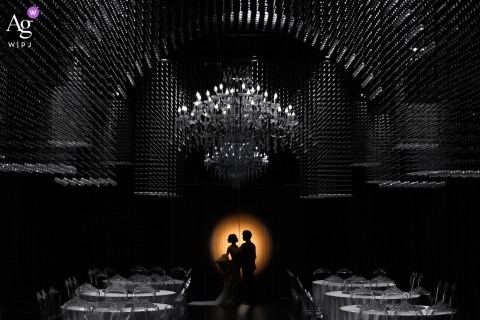 Couple Posed In Finest Attire At Ceremony Venue In Guangdong Wedding Portrait At the ceremony location in Guangdong, the wedding day portrait presents the couple in their finest attire, the venue’s setting placing them at the heart of their celebration.