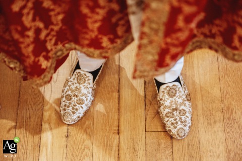 Groom’s Wedding Shoes Bathed in Sunlight Near Window at a Private Home in Wednesbury, UK A pair of the grooms wedding shoes near a window at a private house in Wednesbury, UK, with gentle sunlight illuminating their delicate features.