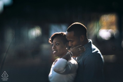 Bronx Pre Wedding Engagement Photoshoot in rim light outside - New York City/Metro Photographers