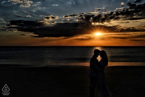 Seville engagement couple session at the beach during sunset