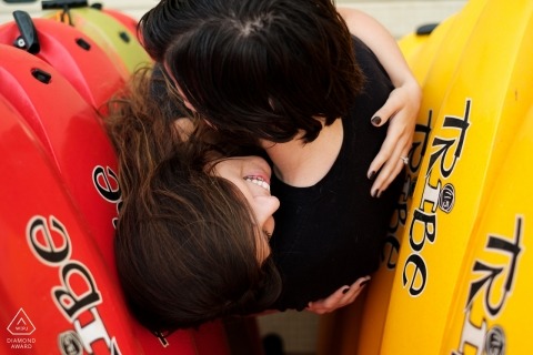 Atlanta Georgia engagement photography in red and yellow from above Atlanta Georgia engagement photography in red and yellow from above