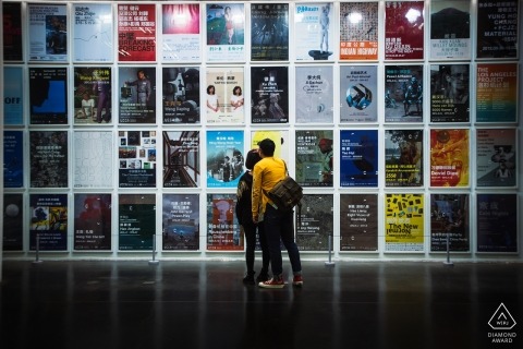 China pre-wedding engagement pictures of a couple at art gallery | Shanghai portrait shoot