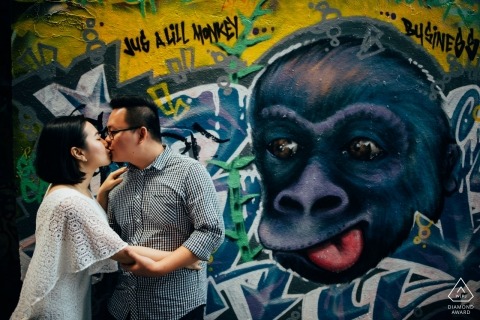 Street art wedding engagement photography in Ho Chi Minh by Vietnam engagement photographers