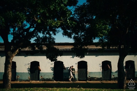 Brazil Couple and horses house during engagement shoot
