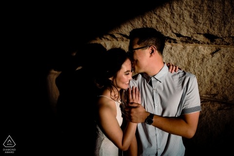 Engagement photo session in Lincoln Park, Chicago with warm light