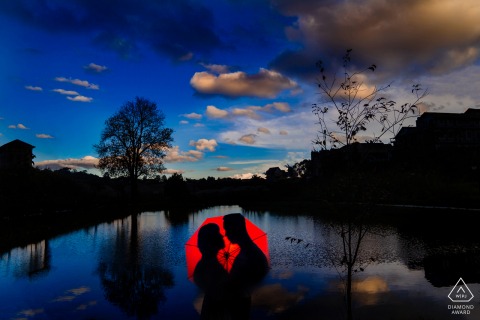 couple session for their Engagement portrait with a red umbrella Dalat couple session - Engagement portrait with a red umbrella