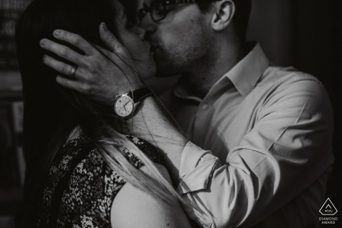 Couple Engagement Photo Session | Washington DC A couple in front of a mural in Georgetown. 