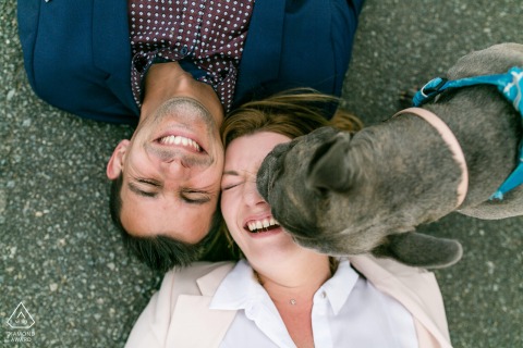 Engagement Photo Session of a country couple and a dog Engagement Photo Sessions | France country couple and a dog