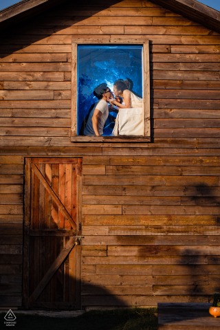 Vietnam pre-wedding portrait session in a barn window in Ho Chi Minh City