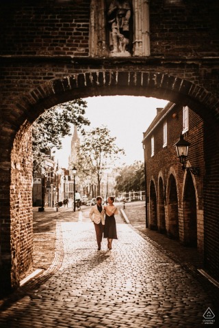 Delft Netherlands Sunset engagement pre-wed photo session on the streets