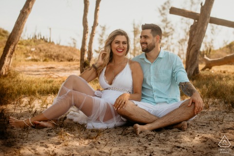 On location Arraial do Cabo engagement portrait shoot with an RJ couple having fun