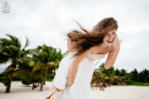 After she says yes, he joyfully leads his partner away to celebrate their new engagement at the stunning Hotel Chable Playa Del Carmen, surrounded by lush and tropical scenery.