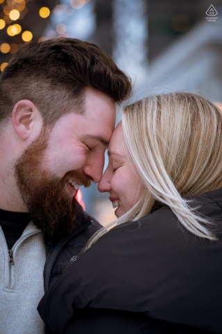 This romantic engagement portrait of the Montreal couple showcases their deep bond.