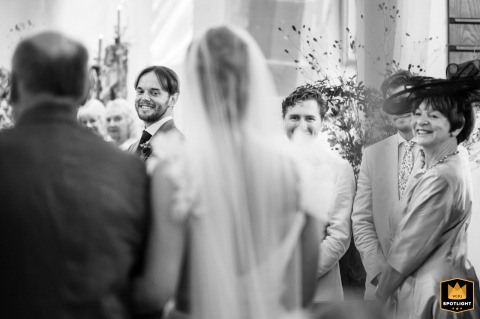 Groom's Tearful First Look at His Bride at Yelvertoft Church Ceremony Groom's tearful reaction to seeing his bride at Yelvertoft Church wedding ceremony.