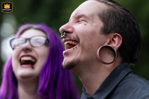 At Red’s Beer Garden in Atlanta, Georgia, wedding guests are seen enjoying themselves, socializing and celebrating in the casual, lively atmosphere of this local gathering spot.