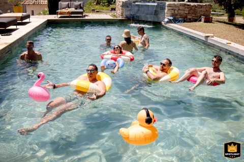 Peaceful Scene Setter Of A Couple Taking A Calm Break Together At Domaine De Patras Before the ceremony at Domaine de Patras, France, the couple enjoys a relaxing and peaceful break, sitting together and savoring a calm pause on their special day.